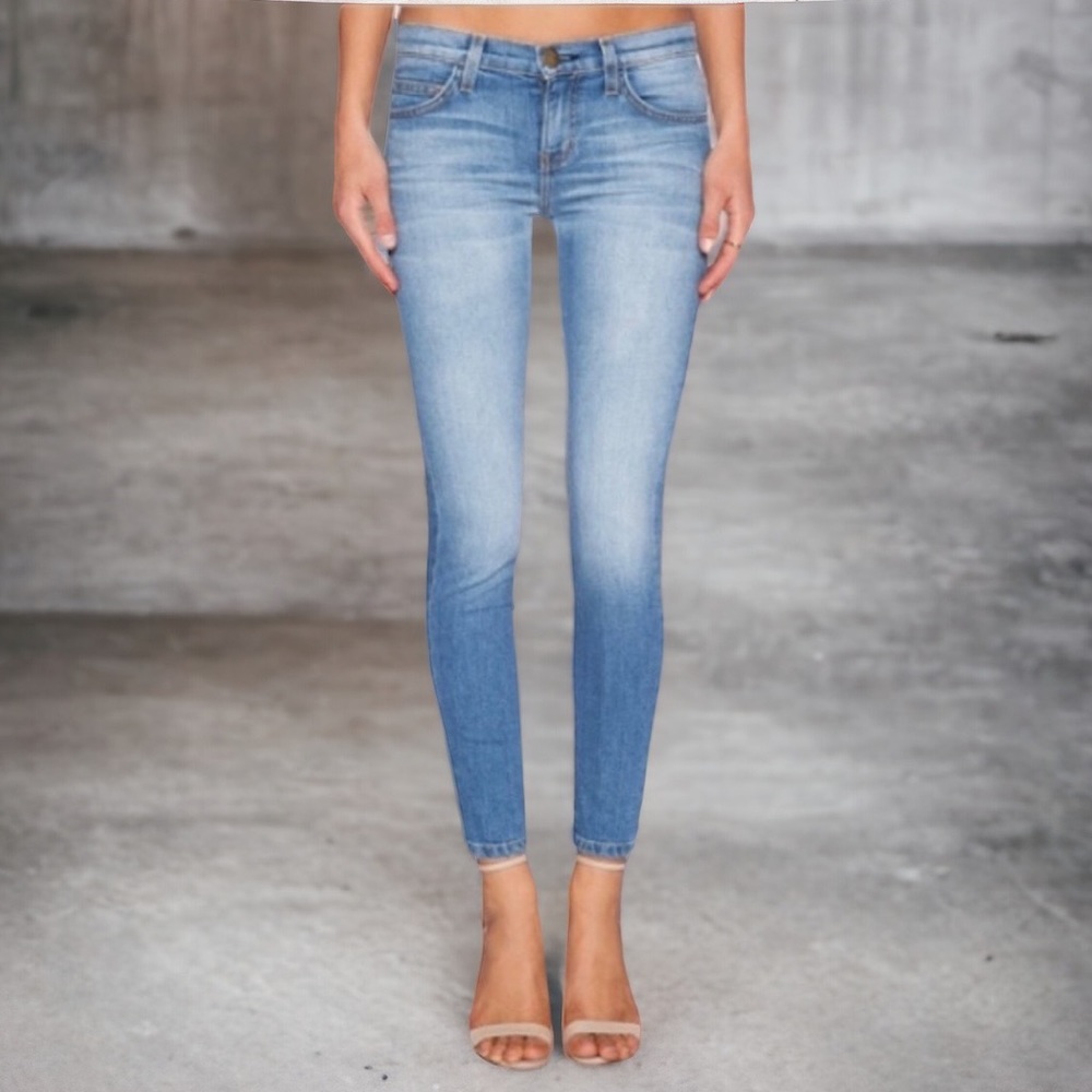 current/elliott blue straight leg skinny jeans Stiletto Spectator 24